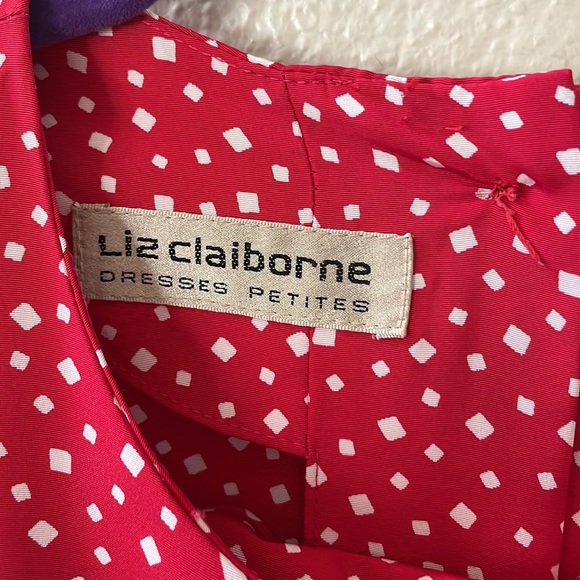 Liz Claiborne vintage red and and white square midi dress Size 8P - Picture 10 of 12